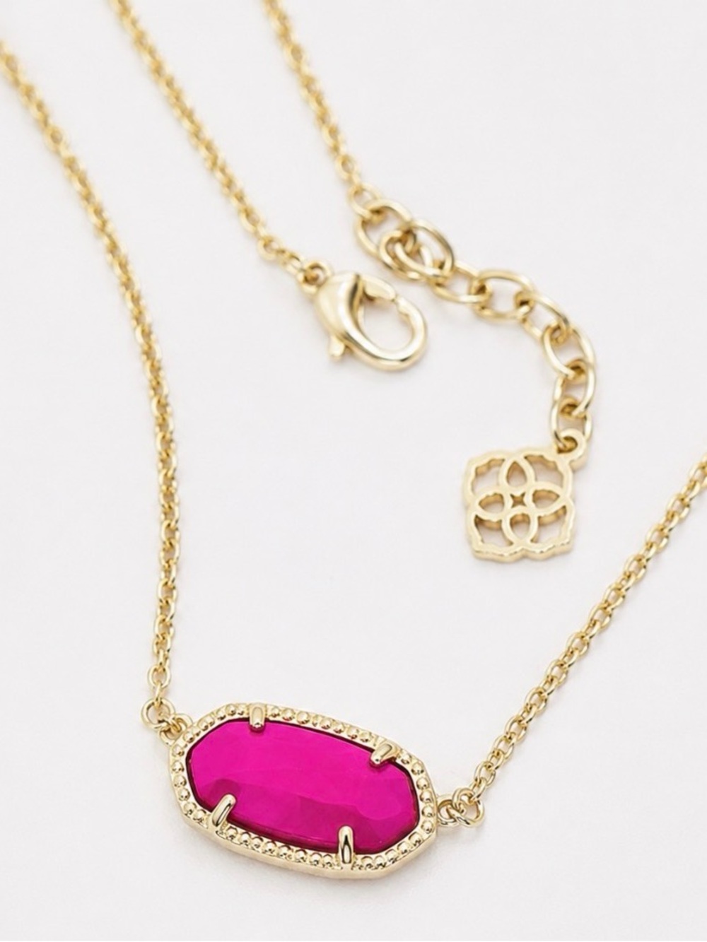 Kendra Scott Elisa Magenta Magnesite Gold Pendant Necklace Hot Pink
